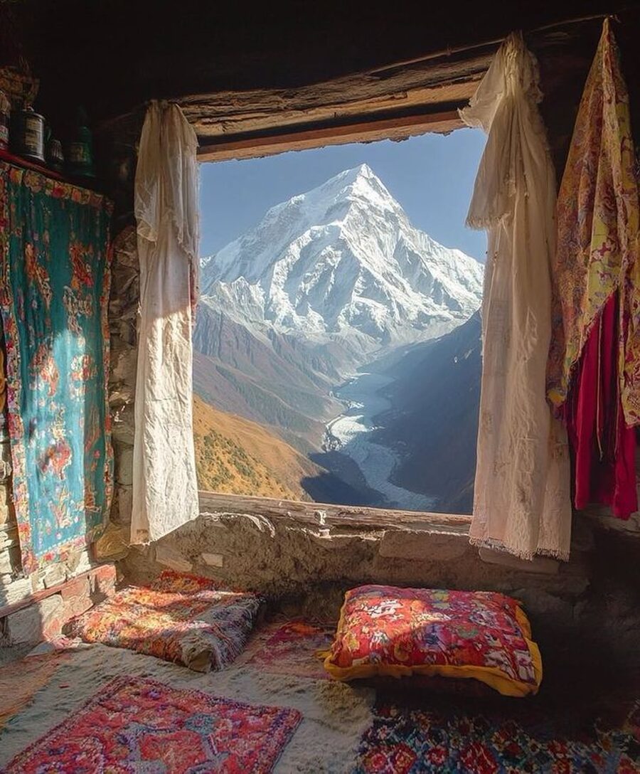 A window onto a mountain